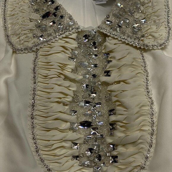 Miri New York Women’s Embellished Collar Midi Dress Size 2 Cream White - Picture 4 of 15